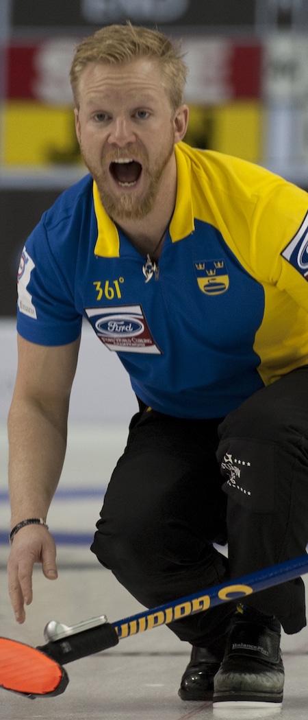 Sweden's Niklas Edin and his team are heating up at the Ford Worlds. (Photo, Curling Canada/Michael Burns)