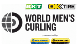 BKT Tires & OK Tire World Men's Curling Championship, presented by New Holland Agriculture, logo.