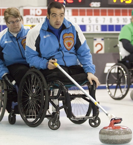 Quebec skip Benoît Lessard, right, and teammate Johanne Daly.