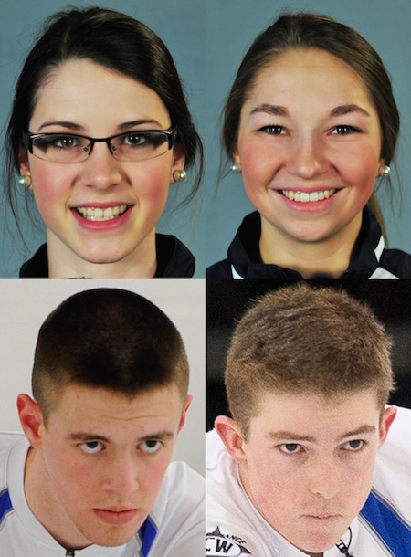 À droite en haut à gauche, Marie Fay, Karlee Burgess, Sterling Middleton et Tyler Tardi comprendront Équipe Canada aux Jeux olympiques de la Jeunesse d'hiver de 2016 à Lillehammer, en Norvège.