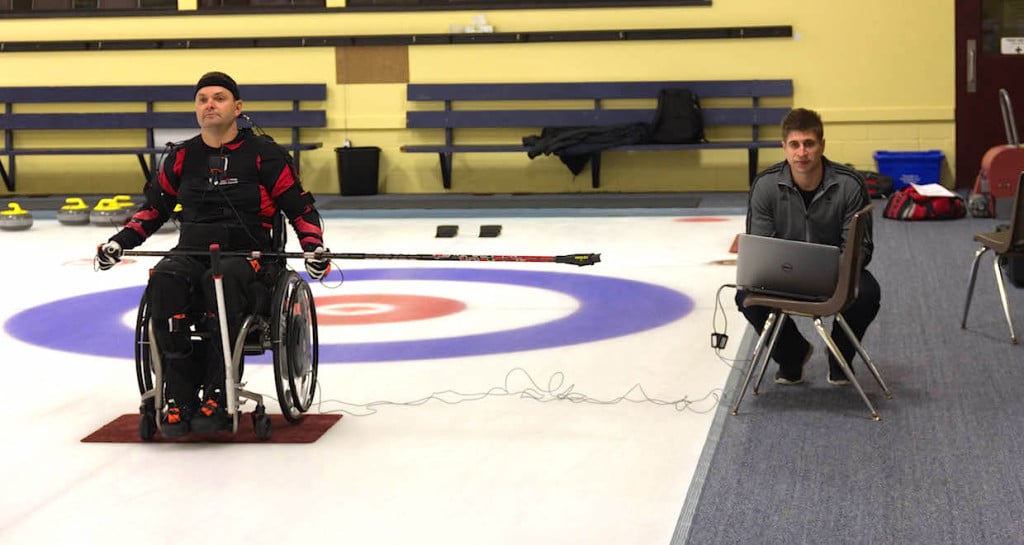 Curler Mark Ideson and University of Waterloo researcher Brock Laschowski (Photo courtesy Dr. John McPhee)