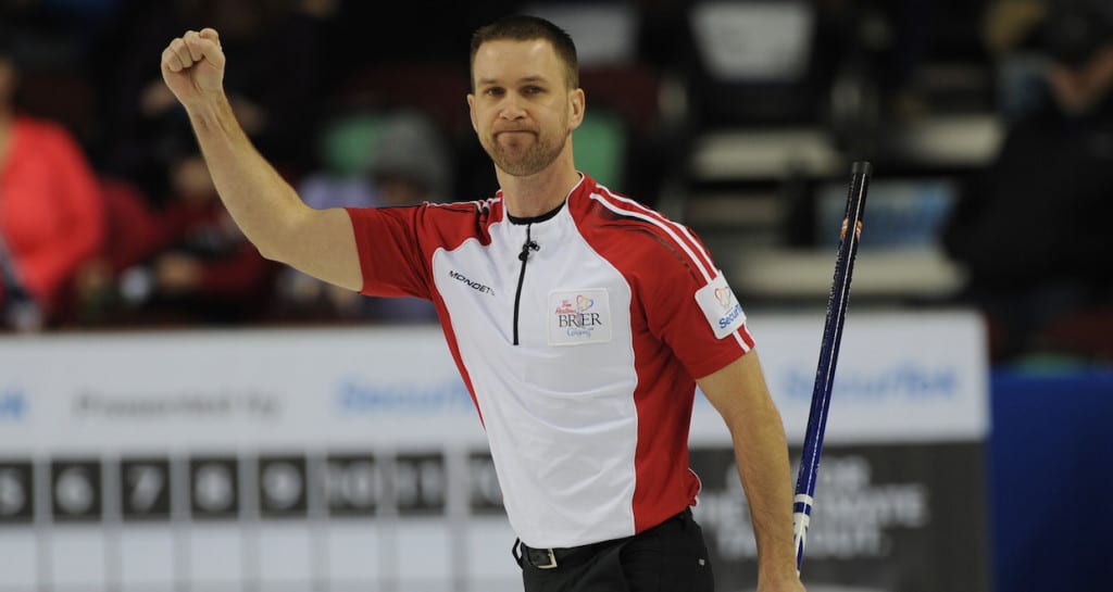 2015, Calgary Ab, Tim Hortons Brier, N.L. skip Brad Gushue, Curling Canada/michael burns photo