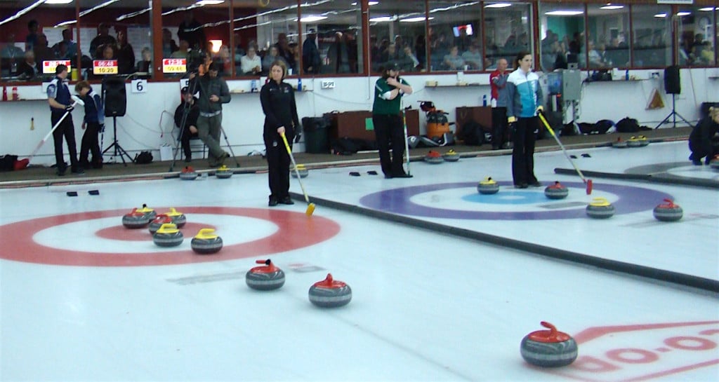 Action on the ice at the 2016 Mixed Doubles Curling Championship in Saskatoon (Curling Canada/Darlene Danyliw photo)