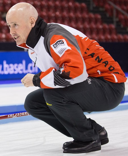Team Canada's Kevin Koe will attempt to win his second world title on Sunday. (Photo, World Curling Federation/Céline Stucki)