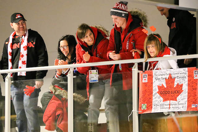 Canadian fans played a huge role in supporting Team Canada at the Youth Olympic Games Lillehammer, Norway, says Karlee Burgess, who played second on the gold-medal team (WCF/Richard Gray photo)