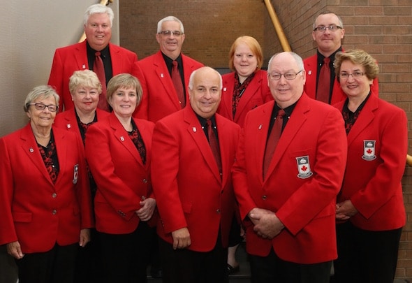 Curling Canada's 2016-17 Board of Governors, from left, front, Shirley Osborne, Cathy Hughes, Maureen Miller, Chair Peter Inch, Vice-Chair Resby Coutts and Lena West. Back, from left, John Shea, Ron Hutton, Angela Hodgson, Scott Comfort. (Photo, Curling Canada/Neil Valois)