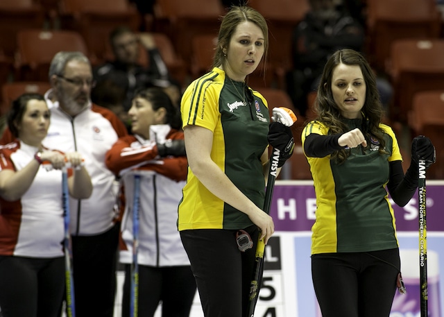 "I think the biggest contributor to my success would be my sister, Jenn." Tracy Fleury and sister Jenn Walsh (Curling Canada/Andrew Klaver photo) 