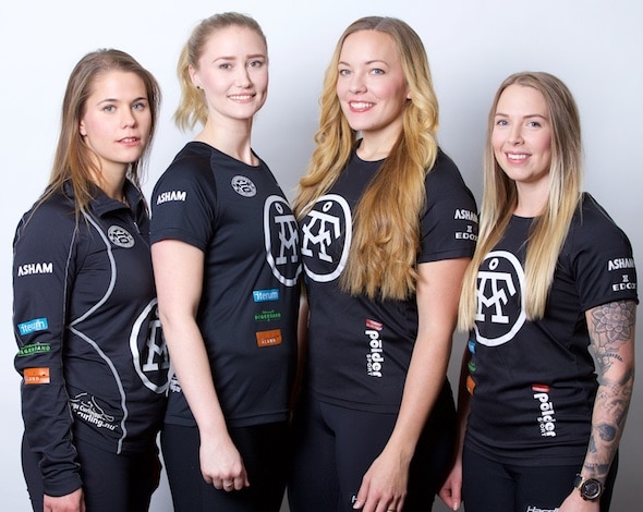 Team Hasselborg, from left, Anna Hasselborg, Sara McManus, Agnes Knochenhaue, lead Sofia Mabergs. (Photo, Anil Mungal)