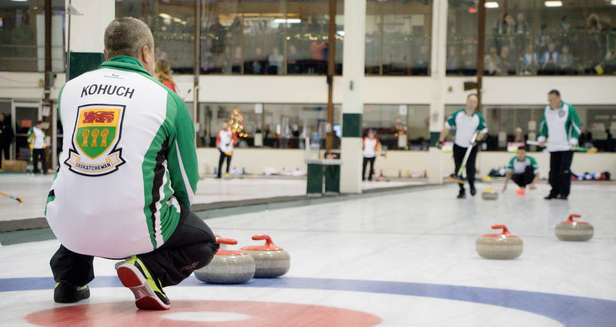 Saskatchewan skip Kory Kohuch calls the line during action at the 2016 Travelers Curling Club Championship in Kelowna, B.C. (Curling Canada/Jessica Krebs photo)