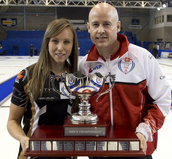 Skips Rachel Homan and Kevin Koe are back to defend their Home Hardware Canada Cup titles. (Photo, Curling Canada/Michael Burns)