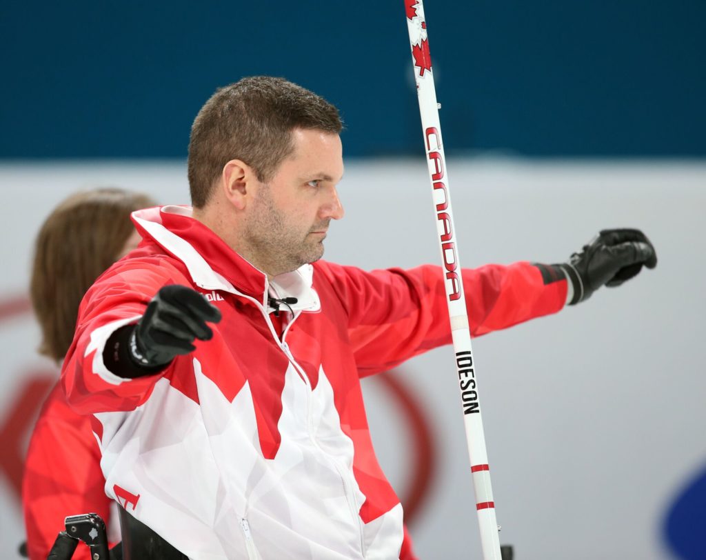 Mark Ideson made to clutch shots in the 8th end to seal the win over Finland. (Photo: Canadian Paralympic Committee)