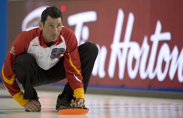 Ottawa Ont.Mar 3, 2016.Tim Hortons Brier. Team Nunavut skip Wade Kingdom, Curling Canada/ michael burns photo