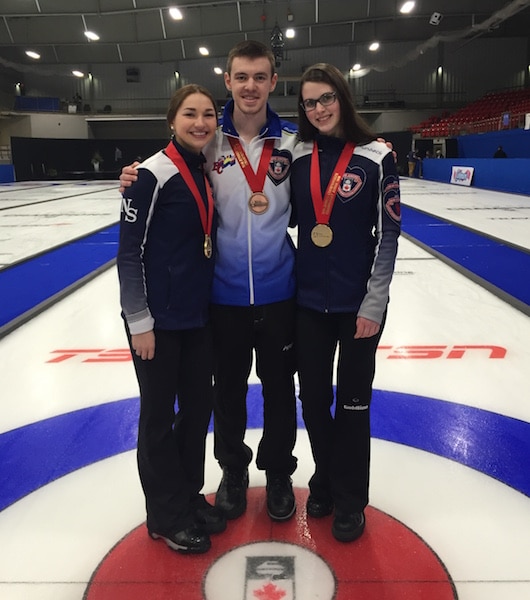 Karlee Burgess, Tyler Tardi, Mary Fay (Curling Canada/Michael Burns photo)