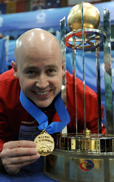 Kevin Koe won gold in 2010 as Team Canada skip in Cortina d'Ampezzo, Italy. (Photo, Curling Canada/Michael Burns)