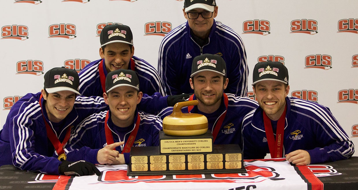 Wilfrid Laurier Golden Hawks Aaron Squires, Richard Krell, Spencer Nuttall, Fraser Reid (back) Russell Cuddie, Glenn Paulley (photo by Ken Reid)